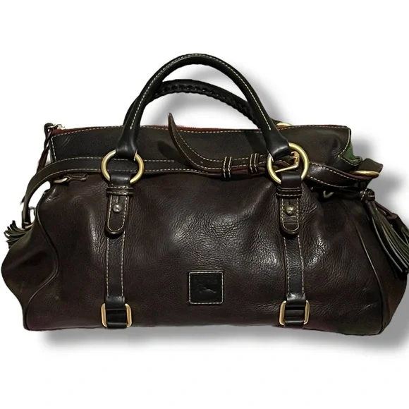 Dooney & Bourke Florentine Large Leather Satchel Dark Brown - Picture 8 of 15